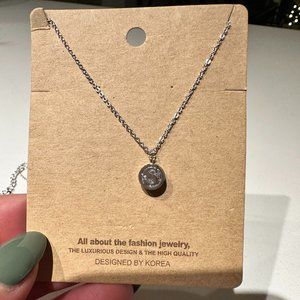 "S" Initial Silver Rhinestone Necklace